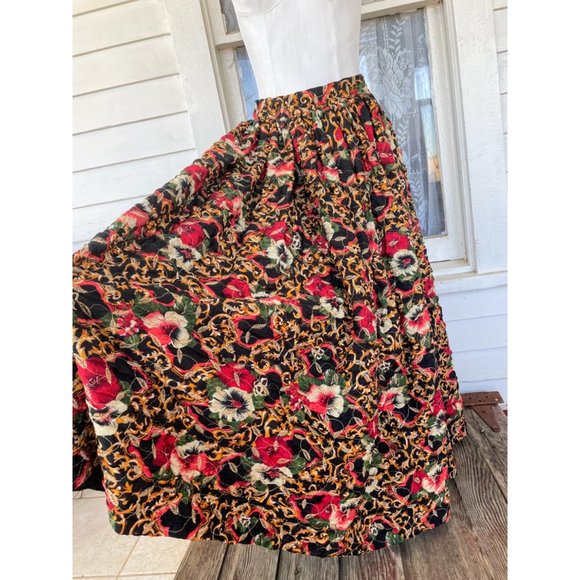 Vintage 1960s Puffy Crinoline Maxi Skirt Metallic Floral - Picture 4 of 15